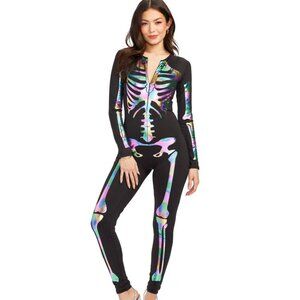 Tipsy Elves Iridescent Skeleton Bodysuit Costume Size SS